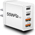 Dual USB C Charger 55W Block, CARZONJX 4 Port Type C Fast Charging Block, QC+PD Power Adapter Wall Charger for iPhone