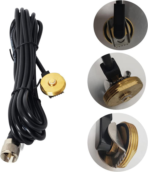 HYS TCJ-N1 3/8" to 3/4" Hole Mount with NMO Bracket L Shape Fender Mount 13'/About 4m RG-58 Coax Cable NMO to PL259 for All VHF/UHF/CB Radio NMO Antenna