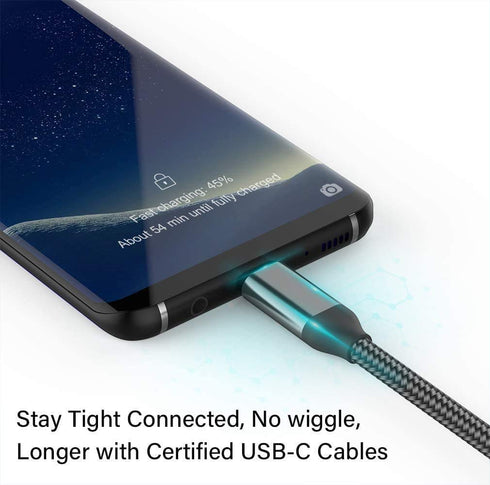 10FT USB C Cable 2PACK, Fast Charging for iPhone 15 16 Pro Max, iPad Pro, Nylon Cord for Samsung Galaxy & More