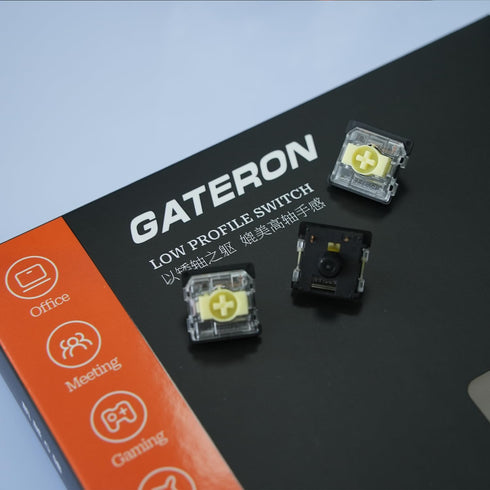GATERON KS-33 Low Profile Banana Keyboard Switches, Tactile 65gf 3 Pin RGB LED, 35PCS Factory Pre-lubed