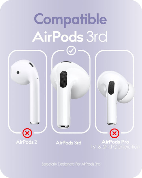 4 Pairs Upgraded AirPods 3 Ear Covers with Cleaner Kit, Anti-Slip Silicone Sport Ear Tips, Compatible with Apple