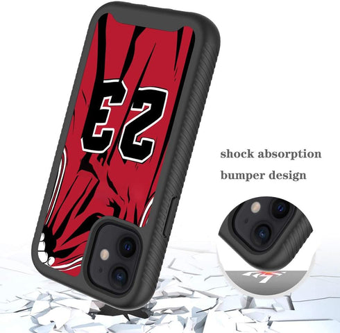 Basketball King 23 Red Jersey Design iPhone 11 Case, Luxury Shockproof Rugged Cover for Boys