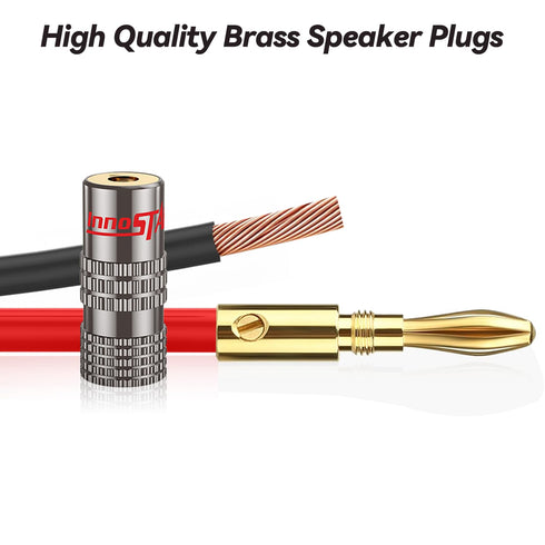 Bullet Pin Banana Plugs for Speaker Wire (12 Pairs, 24 Pcs), 4mm Dual Screw Type, 24K Gold Plated Connectors,