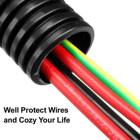 1.6M 0.75inch/20mm Inner Diameter Black Flexible Corrugated Tube, Bellows Hose Wire Loom Tubing Wire Conduit