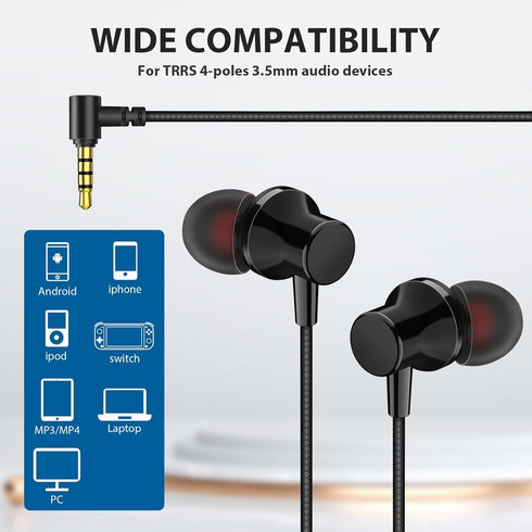 Wired Headphones Earphones for Laptop PC Chromebook, Noise Cancelling Ear Buds with 3.5mm Plug in Audio Jack,