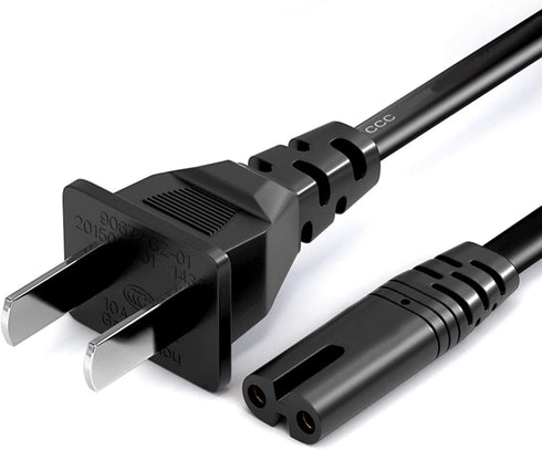 2 Prong AC TV Power Cord for Samsung 24" 32" 40" 43" 48" 49" 50" 55" 60" 65" 75" inch LCD HD Smart 4K TV, Samsung Subwoofer Speaker, TCL Roku,HP Printer Power Cord Power Cord Supply Cable Replacement