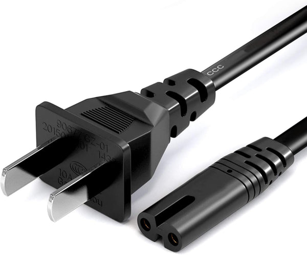 2 Prong AC TV Power Cord for Samsung 24" 32" 40" 43" 48" 49" 50" 55" 60" 65" 75" inch LCD HD Smart 4K TV, Samsung Subwoofer Speaker, TCL Roku,HP Printer Power Cord Power Cord Supply Cable Replacement