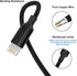 Multi 3 in 1 USB Long Charging Cable 1.8M/5.9Ft Nylon Braided Universal Cord USB C/Micro USB/Lightning Adapter (Black)