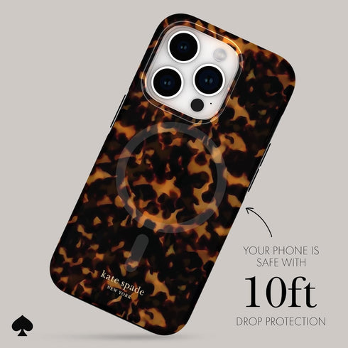 kate spade new york iPhone 15 Pro Case - Tortoiseshell, Compatible with MagSafe