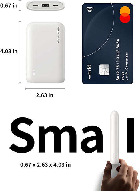 Marasone Charger,Slimmest 10000mAh 22.5W Pack 16 15 14 13 S22 S21 Portable PD Fast Power Bank, USB C in&Out High-Speed