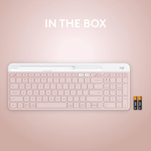 Logitech K585 Multi-Device Slim Wireless Keyboard with Built-in Cradle for Laptop, Tablet, Smartphone, Rose