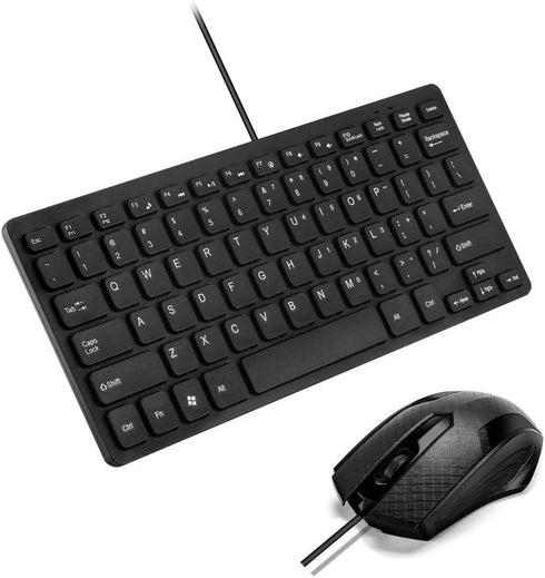 MCSaite Wired Mini Keyboard and Mouse Combo - USB 60% Keyboard with Keyboard Cover for Windows, PC, Laptop