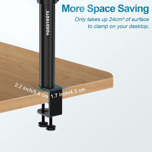 Set of 2 Height Adjustable Studio Monitor Speaker Stands, 12" to 18" with Desk Clamp for Desktop Use.