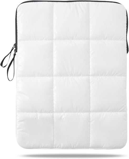 Puffy Laptop Sleeve 15-16 Inch White, Waterproof Carrying Case Bag for Women, Compatible with MacBook Pro