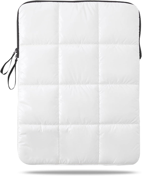Puffy Laptop Sleeve 15-16 Inch White, Waterproof Carrying Case Bag for Women, Compatible with MacBook Pro
