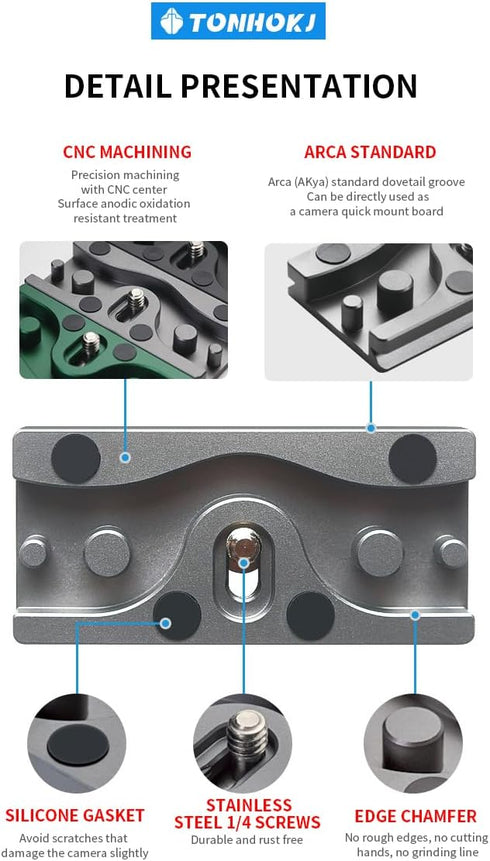 TONHOKJ Camera Cable Clamp Quick Release Plate, Aluminum DSLR Tethered Shooting Cable Lock Clip, HDMI USB Data Port