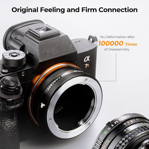 K&F Concept Lens Mount Adapter MD-NEX IV for Minolta Rokkor Lens and Sony E Mount Camera Body