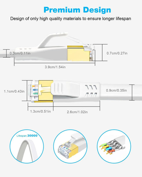 DDMALL CAT 8 Ethernet Cable, 1.5ft to 100ft Flat LAN Cable, 40Gbps High Speed Internet Cable with RJ45 Connector