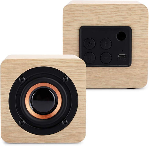 Retro Wireless Bluetooth Speaker, Yellow Wooden USB-Powered Portable Speaker with HD Sound and Rich Bass for PC