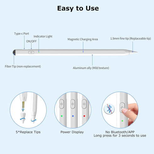 Stylus Pen for iPad, 2 in 1 Active and Capacitive Apple Pen, Fast Charge Apple iPad 10th Generation Pencil