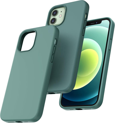 TOCOL Slim Silicone Case for iPhone 12/12 Pro 6.1 Inch, Precise Fit, Anti-Slip, Drop Protection, Midnight Green