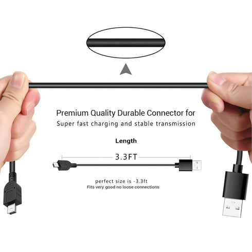 Replacement USB Charger Charging Cable Power Cord for OneTouch Verio IQ Blood Glucose Monitoring System Meter - Black (Not Compatible with OneTouch Verio Flex Models)