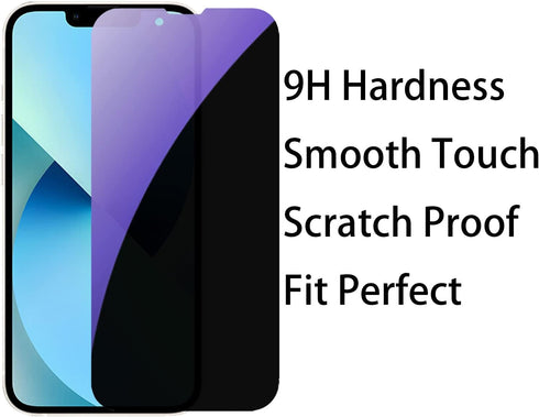 3 Pack Anti-Spy Tempered Glass Screen Protector for iPhone 14/13/13 Pro - 6.1" Anti-Blue, 9H Hardness, Anti-Scratch