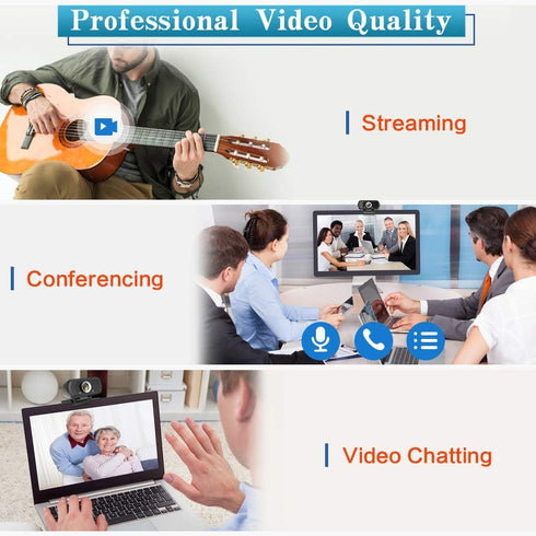 HZQDLN 1080P Webcam with Microphone, HD Webcam Web Camera with Tripod Stand, Widescreen USB Computer Camera, Streaming