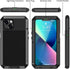 Lanhiem Metal Case for iPhone 13, Heavy Duty Shockproof Rugged Cover with Built-in Glass Screen Protector, Black