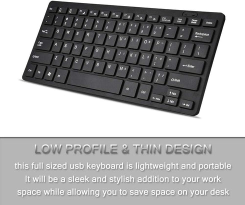 Yoidesu Mini Wired Keyboard, Thin Full Size USB Corded Keyboard for PC, Computer, Laptop, Windows