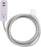 Cordinate Designer 1-Outlet 2-USB Charging Extension Cord - Gray Braided D cor Fabric Cord, 10 ft