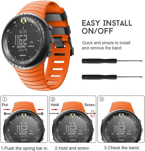 ANCOOL Soft TPU Replacement Strap for Suunto Core Watch, Sport Wristband with Metal Clasp