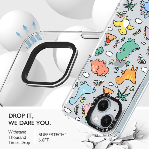 MOSNOVO iPhone 15 Case - Clear TPU Bumper, Shockproof, 6.6 ft Drop Impact, Anti Peel Off, Cute Dinosaur Design, 6.1"