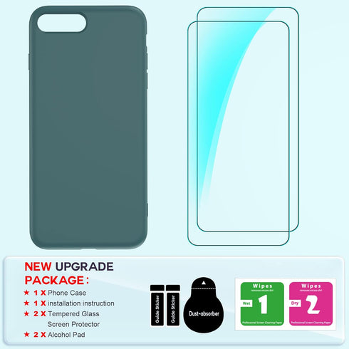 LeYi 8 7 2 Pack for iPhone Plus Case: iPhone Plus Case with Tempered Glass Screen Protectors, Shockproof Full-Body