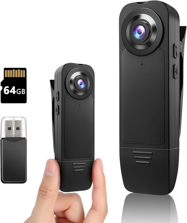Upgraded Mini Body Camera 1080P, Police Body Camera with Memory Card, Body Worn Cam, Premium Portable for Security
