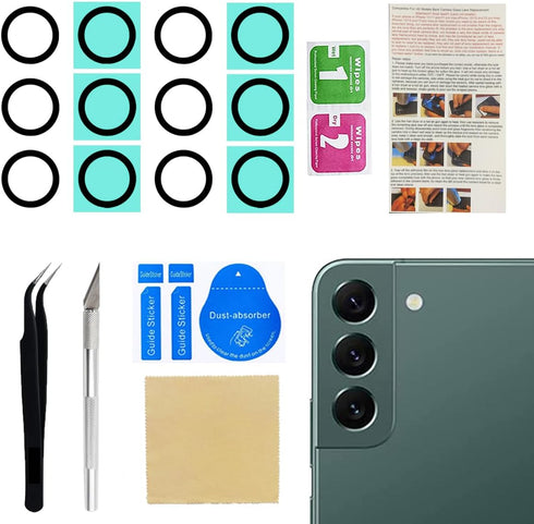 2 Set Back Camera Lens Replacement for Samsung Galaxy S22 and 22+ Plus with Professional Repair Tool Kit and