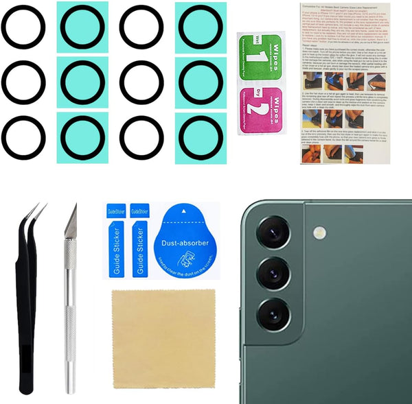 2 Set Back Camera Lens Replacement for Samsung Galaxy S22 and 22+ Plus with Professional Repair Tool Kit and