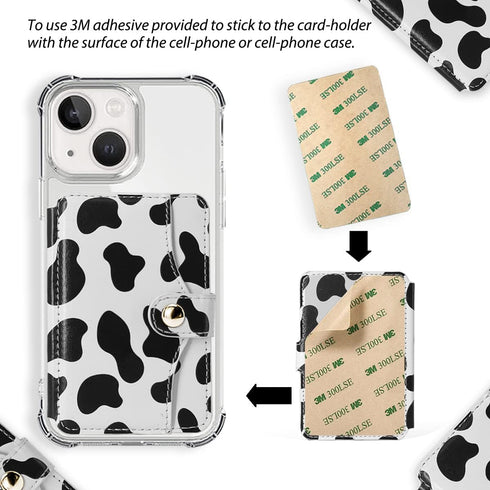 M-Plateau Phone Card Holder, Stick On Leather Phone Wallet with Snap Closure for iPhone 14 Case and Most Smartphones