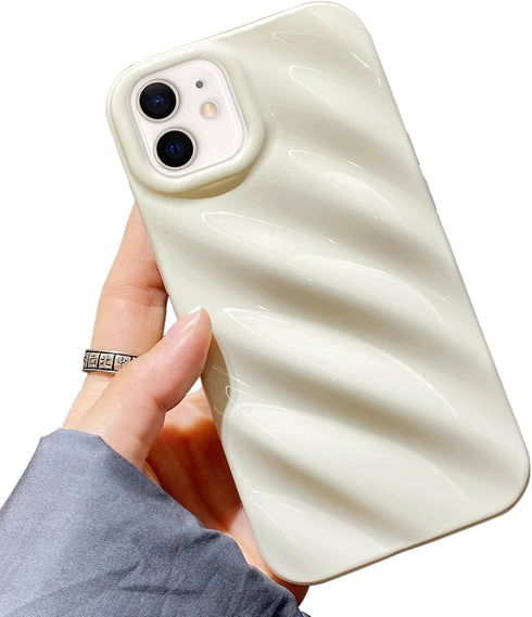 Cute Curly Wave Case for iPhone 12, 6.1 inches, Water Ripple Pattern, Slim Shockproof Silicone Cover for Boys Girls