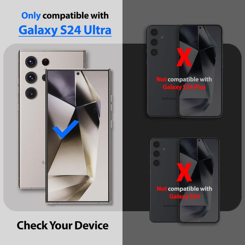 Whitestone DOME GLASS Screen Protector for Galaxy S24 Ultra - 9H Tempered Glass, Easy Installation Kit - 2 Pack