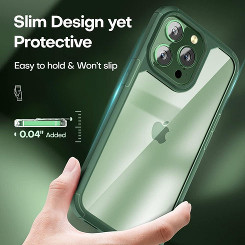 TAURI 3 in 1 Slim Shockproof Case for iPhone 13 Pro Max, Green, Military-Grade Drop Protection, 6.7 inch Lanyard