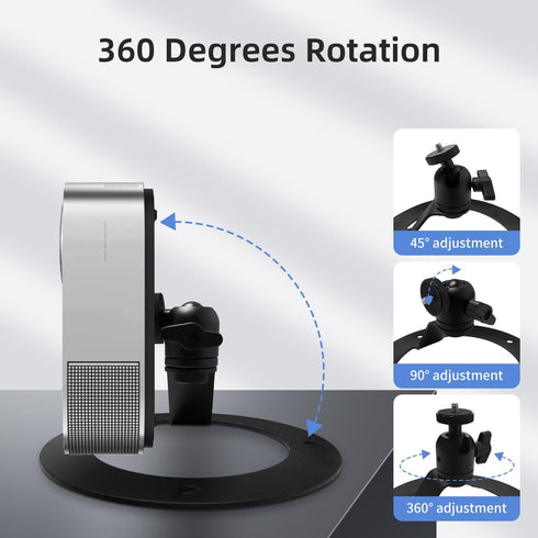 Tonalee 360 1/4" Projector Stand Table Tripod: Ballhead Angle Degree Adjustable with Screw for Most Projectors Webcams