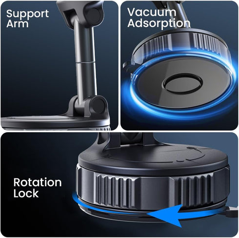 OWLREX 360 15/14/13 Magnetic Phone Holder for Car Magsafe Car Mount Foldable Adjustable with Strong Magnet & Vacuum
