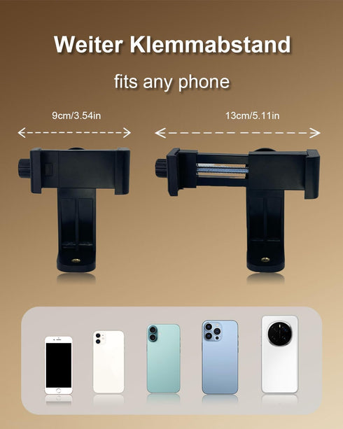 SEYUGOPTI 360 17 16 15 14 Tripod Phone Mount for Selfie Stick Camera Stand Vlogging, Rotates Adjustable Cell Phone Clip