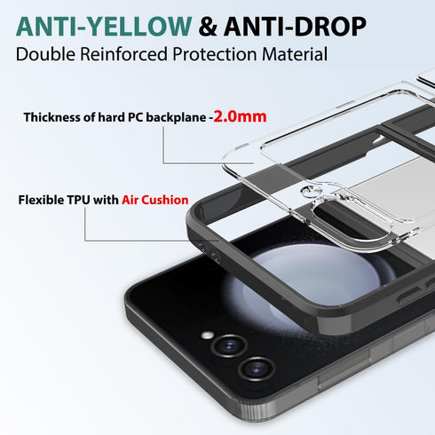 Hongxinyu Crystal Clear Case for Samsung Galaxy Z Flip6 2024, Slim Thin Soft TPU Bumper & Hard PC Back Protective Case