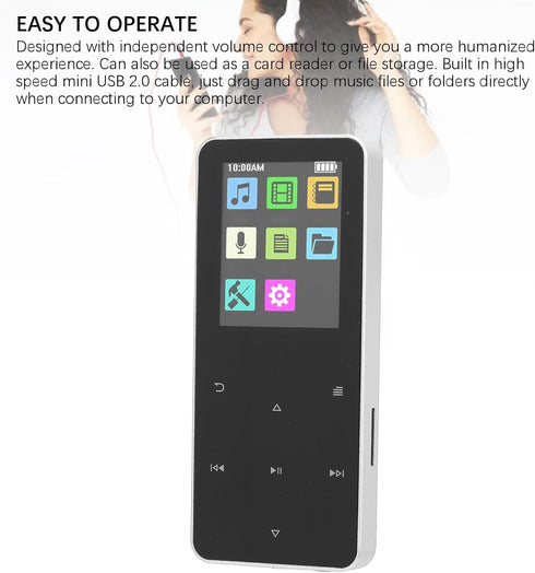 Yoidesu MP3 MP3 1.8 Inch (4GB) Player with Bluetooth, Portable HiFi Lossless Sound Mini Music Player, Music with TFT
