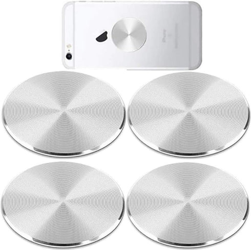 SALEX Phone Metal Plates 4 Pack for Magnetic Car Mount, Clear Silver Round 3M Adhesive Discs Without Holes
