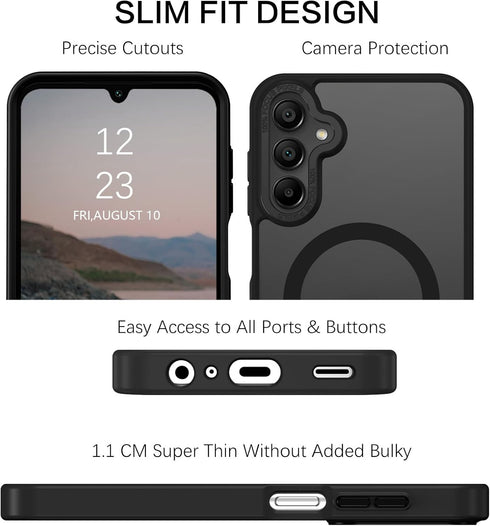 BENTOBEN Galaxy A15 5G Case, Slim Shockproof Translucent Matte Cover, Compatible with MagSafe, Black for Men & Women.