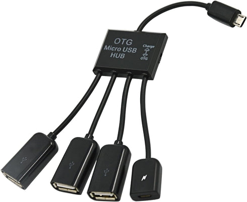 cablecc Micro USB Host OTG 3 Port Hub Adapter Cable with Power for