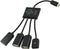 cablecc Micro USB Host OTG 3 Port Hub Adapter Cable with Power for